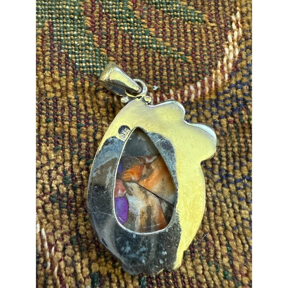 Handcrafted Spiny Oyster & Purple Mojave Turquoise Pendant - Picture 3 of 4
